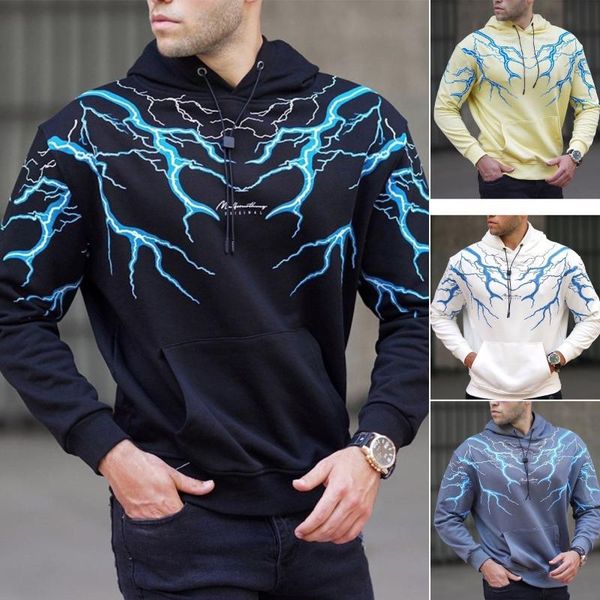 

men's hoodies & sweatshirts autumn and winter hooded fashion printed sweater long sleeve casual coat men, Black