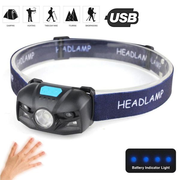 

sensor headlamp powerful led xpe head rechargeable usb front torch light 5 modes for fishing camping hiking headlamps
