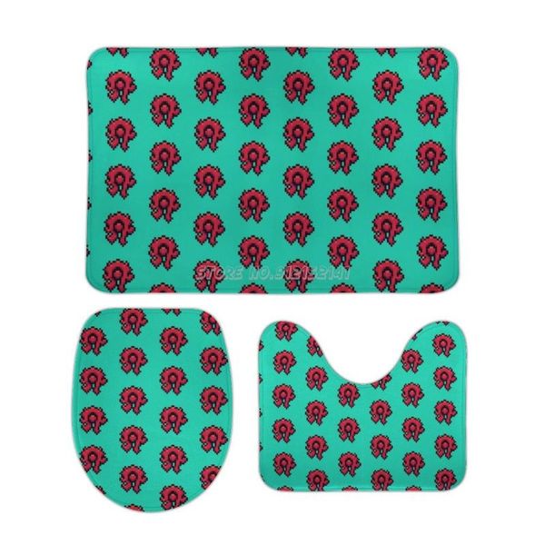 

bath mats pixelart horde 3pcs bathroom set non slip pad floor carpet rug lid toilet cover mat