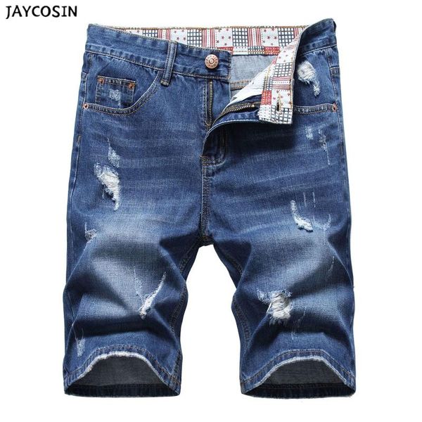 

men's jeans summer loose hole nostalgic retro high street pants, Blue