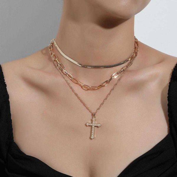 

designer necklace arrival fashion multilayer hip hop long chain for women jewelry gifts key cross pendant accessories, Silver
