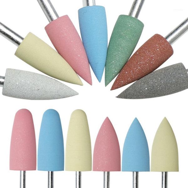 

types rubber silicone nail drill bits rotary burr mills cutters for manicure electric buffer files polishing tools gj01-031, Silver