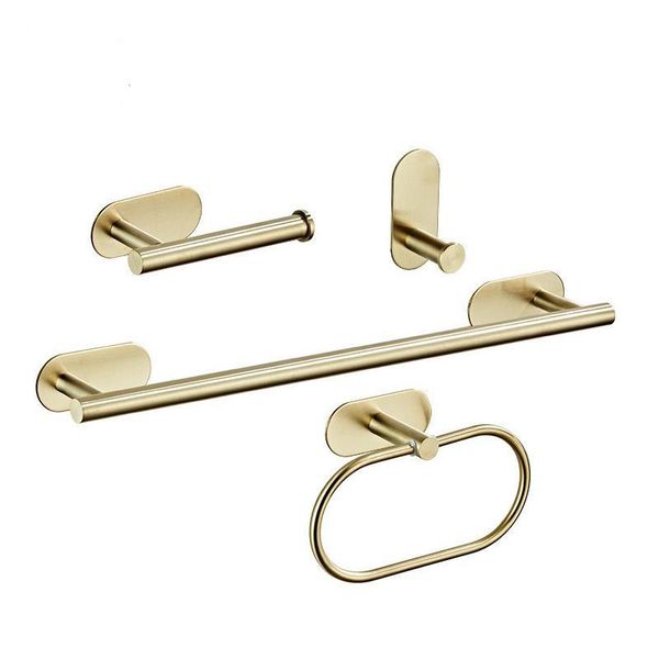 

bath accessory set q40 stainless steel golden/black/silvery towel rack cover paper coat hook bar without hole bathroom accessories
