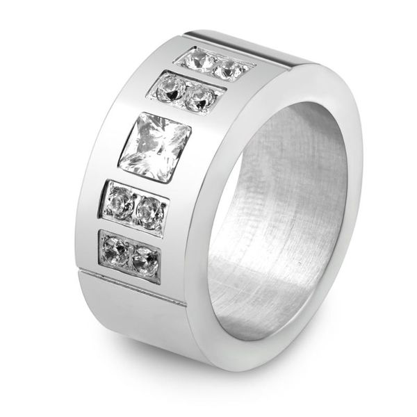 

wedding rings 9mm wide 316l stainl.steel cz zircon channel setting ring for women, Slivery;golden