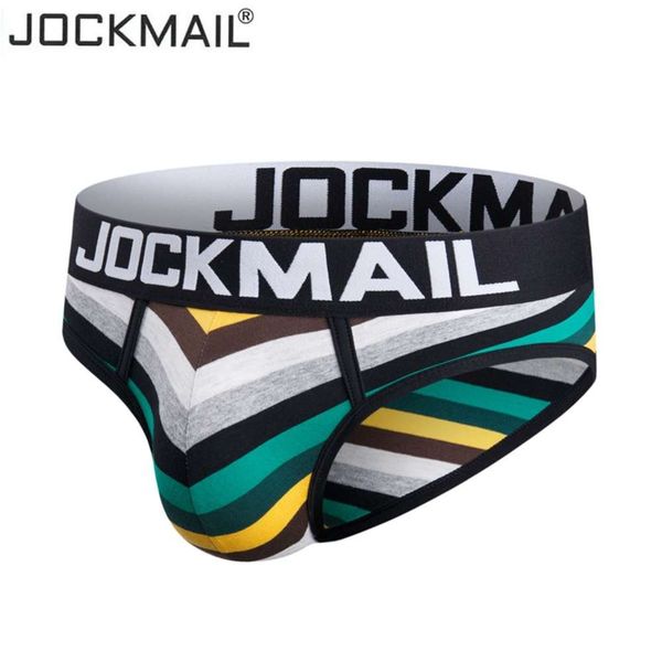 

underpants jockmail striped underwear rainbow cotton breathable low waist men's briefs fashion, Black;white