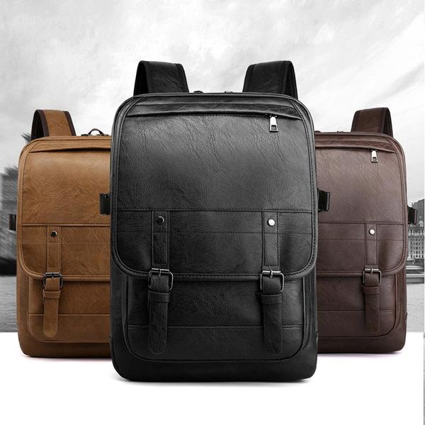 

backpack casual lappu leather men waterproof bagpack vintage bag high capacity travel backpacks fashion bags for