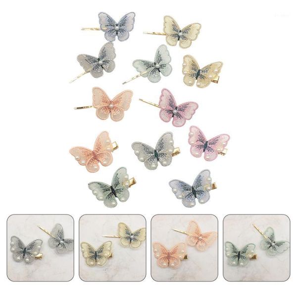 

12pcs butterflies hair clips pretty pin barrettes for decor (mixed color)1