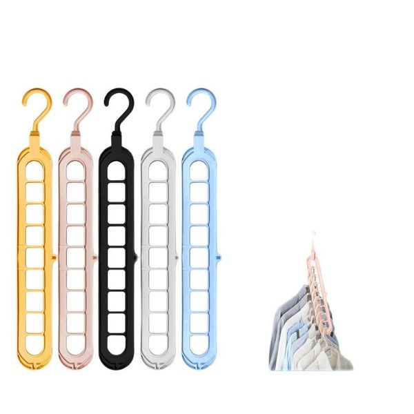 

hangers & racks 5pcs/lot clothes hanger multi-port support circle drying 9 hole rotating multifunction plastic scarf storage rack
