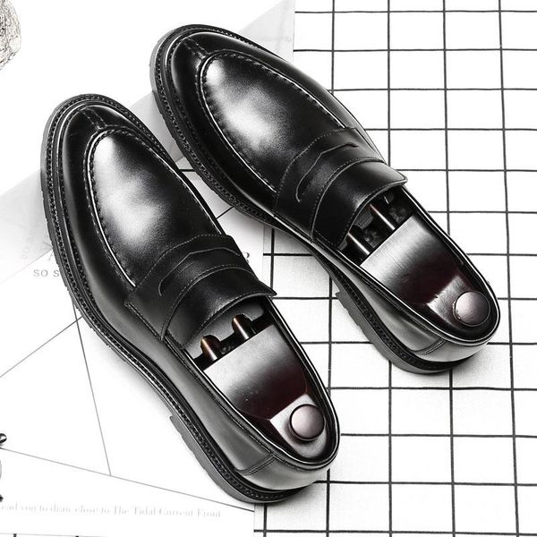 

dress shoes men handmade british style paty leather wedding flats oxfords formal 2021 hjk7, Black
