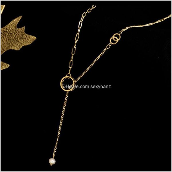 Collane Pendenti Gioielli Drop Delivery 2021 Roman Digital Titanium Steel Collana Female Lock Bone Cold Simple Korean Net Red Tide Chain