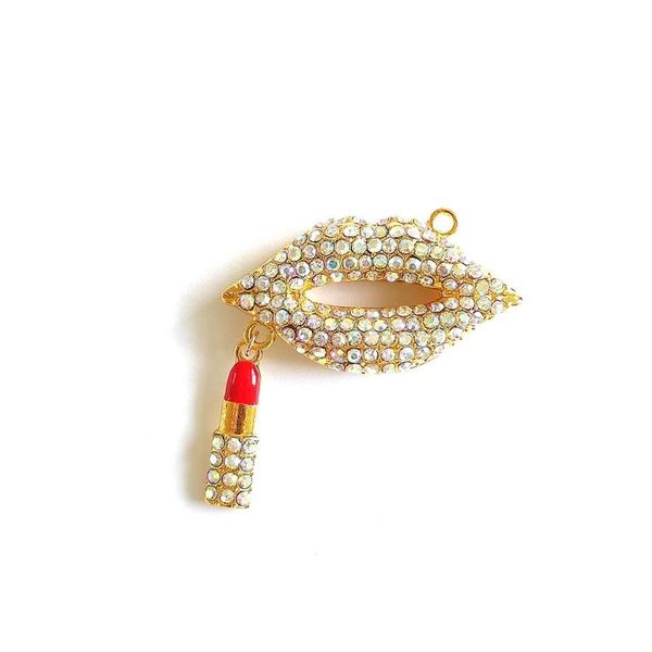 

charms 1pc crystal mouth lip for women diy jewelry accessories lp01, Bronze;silver