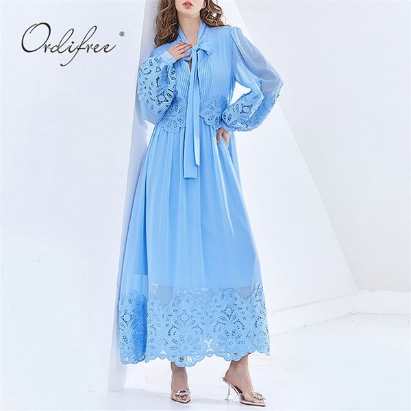 

summer women maxi party dress long sleeve white lace crochet elegant lady tunic vocation beach 210513, Black;gray