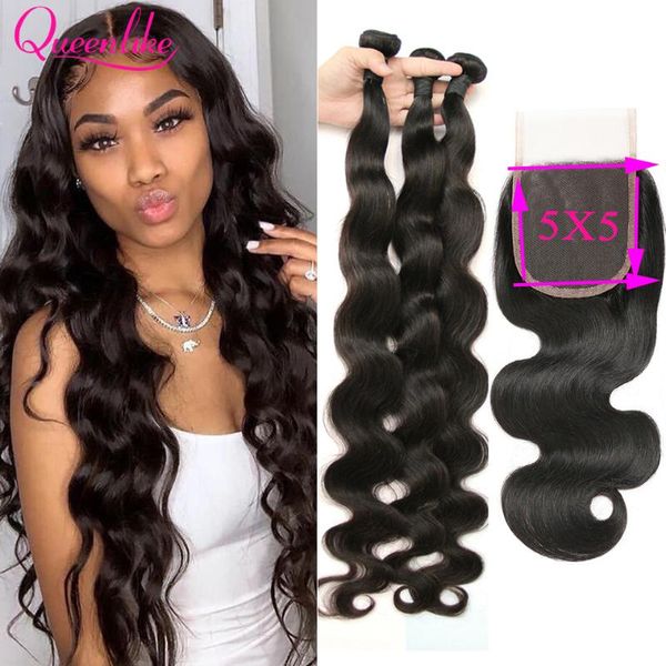 

human hair bulks 5x5 peruvian body wave bundles 100% remy extensions natural color machine double weft 3 with closure deals, Black