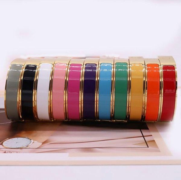

enamel rainbow bracelets woman cuff fashion gold silver bangle bracelet for man jewelry 31 colors optional, Black