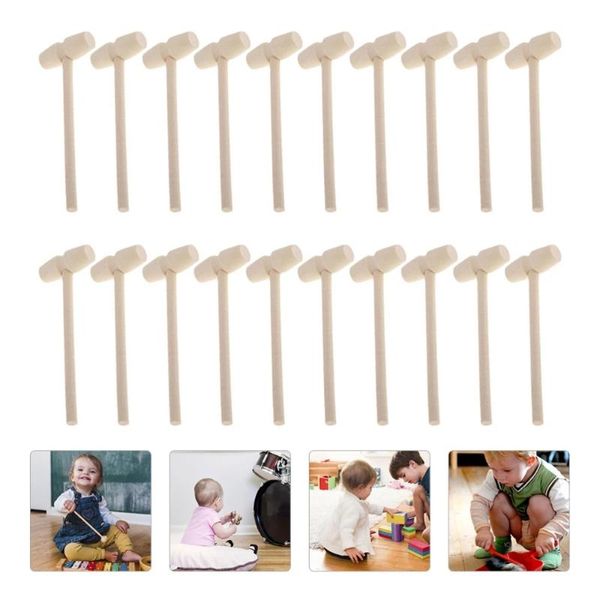 

hand tools 20pcs solid wood mini hammers hitting hammer toys creative educational toy wooden knocks planet cake children's mallet