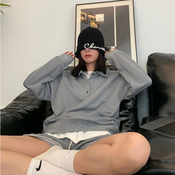 

women's tracksuits long sleeve t-shirt sasa collar sweater set 2021 fall suit, Gray