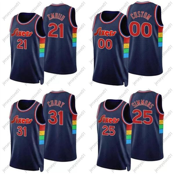 

#1 harden 75th anniversary city jersey joe embiid 2021 esition tobias 12 harris matisse 22 thybulle seth curry tyrese 0 maxey ben simmons ba, Black;red