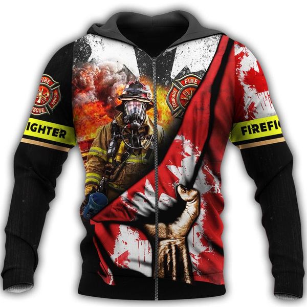 

men's hoodies & sweatshirts brave firefighter 3d all over print suit fashion autumn sweatshirt/hoodie/zipper hoodie fun streetwear, Black