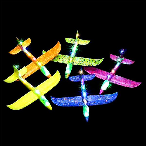 Modello giocattolo Aeroplano in schiuma 48 cm aeroplani da lancio a mano modelli di aeromobili bambini aliante giocattoli luminosi spedizione marittima GWB9230