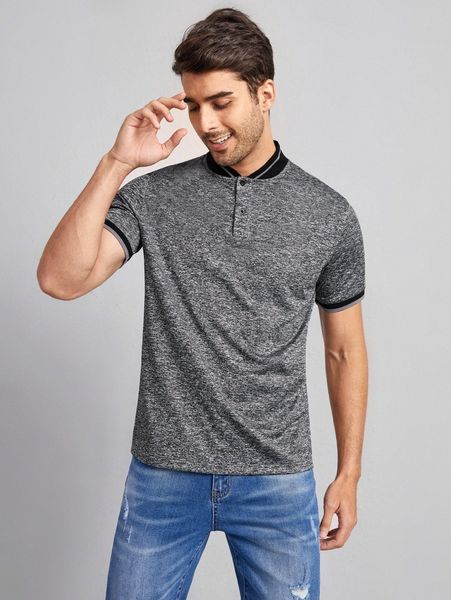 

men marled polo shirt 45xx#, White;black