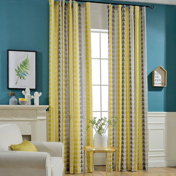 

curtain & drapes chinese high precision trigonal geometry cotton curtains for living dining room bedroom.