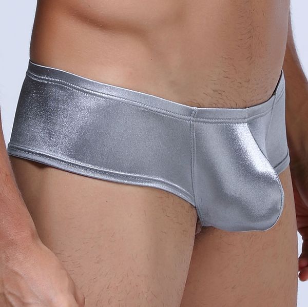 

men bikini underwear male fabric shiny boxer shorts bulge pouch panties men's underpants trunks, Black;white
