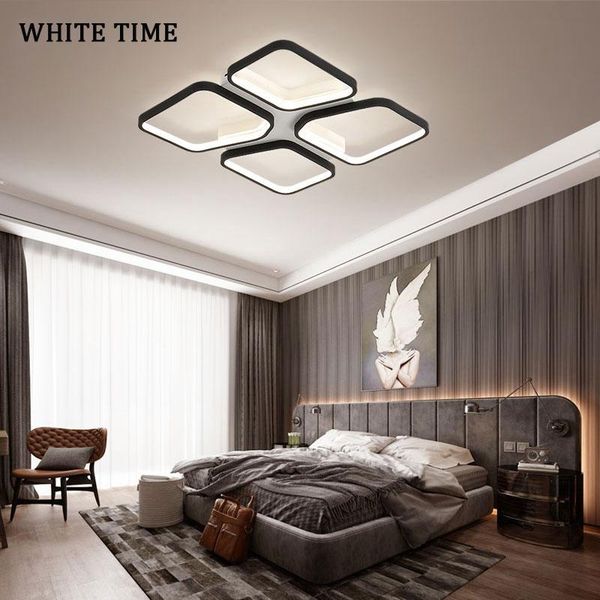 

ceiling lights square modern led lamp for bedroom living room dining black white home fixtures 110v 220v