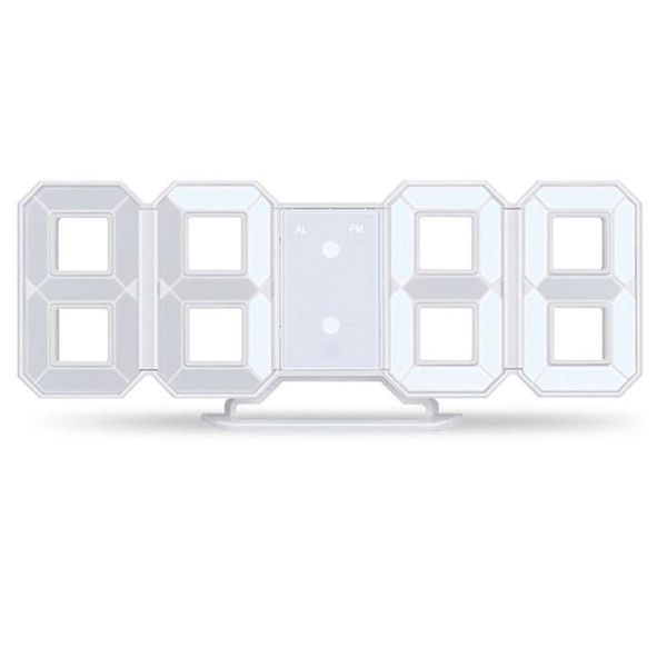 

wall clock modern digital alarm display home kitchen office table desk night 24 or 12 hour display(white clocks