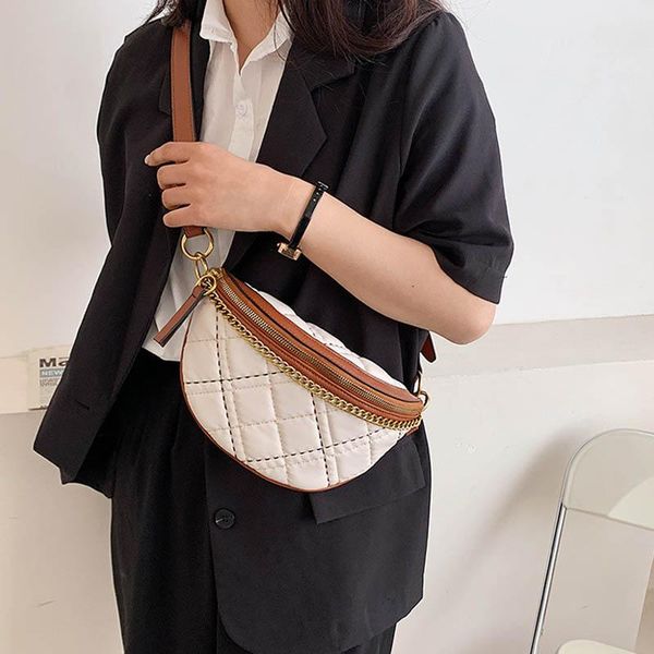 

female waist bag fashion chain chest pack shoulder summer lingge women luxury phone purse bags