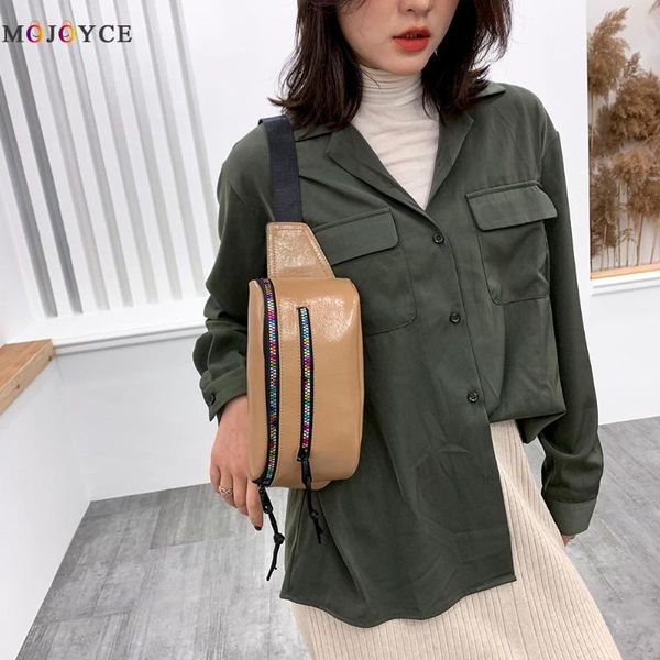 

fashion fanny chest bag women colorful zipper purse leather crossbody pack waist bags