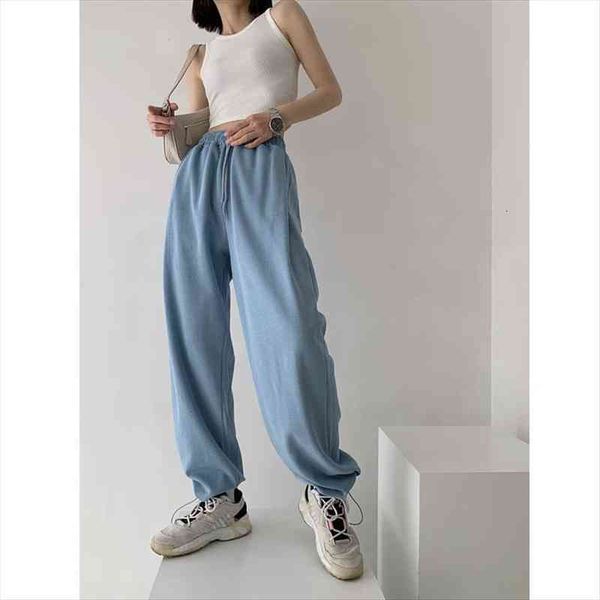 

oversize blue jogging sweatpants women capri korean fashion gray joggers sports white wide leg trousers fall female, Black;white