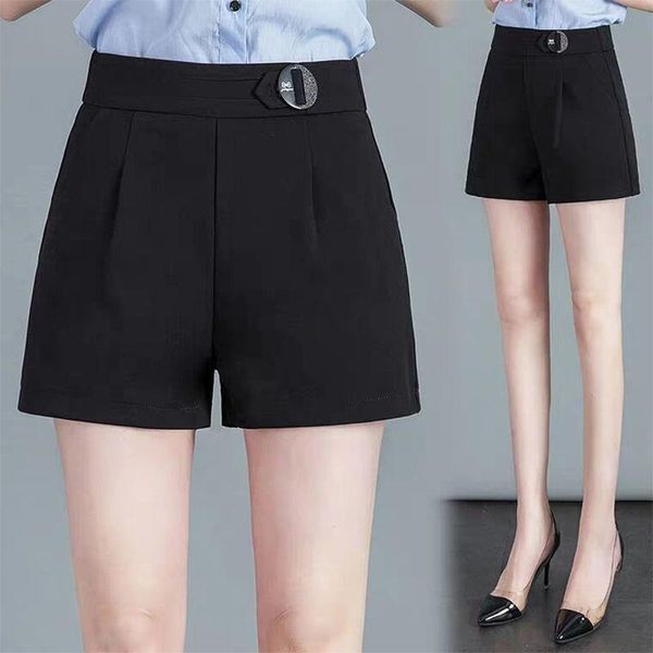 

women's shorts black bottom for female students in spring and summer slim, high waist, casual, wide-legged, White;black