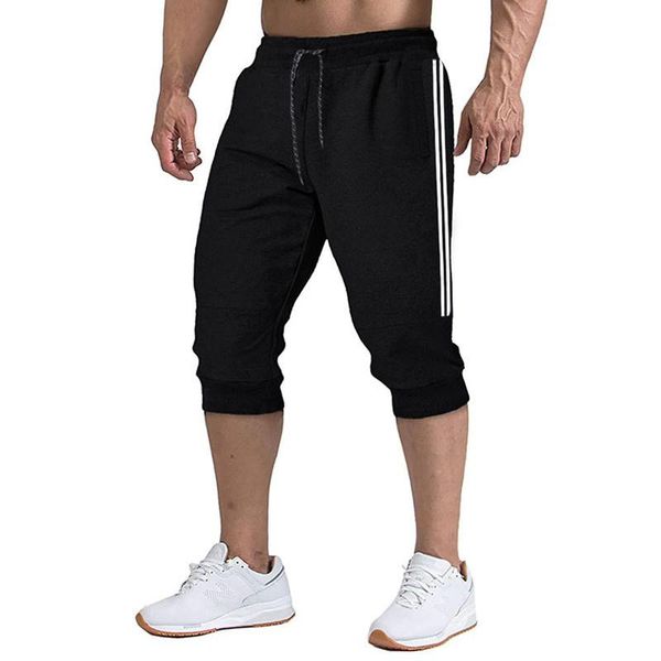 

men's shorts sports shorts, slim sweatpants for men, casual and soft, 2021 style, summer comfortable, xxxxl, , 3/4, White;black