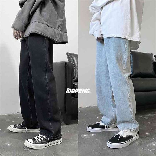 PR homens clássicos casuais jeans moda mulher larga perna calças calças harajuku estilo macho jasn hip hop streetwear 210723