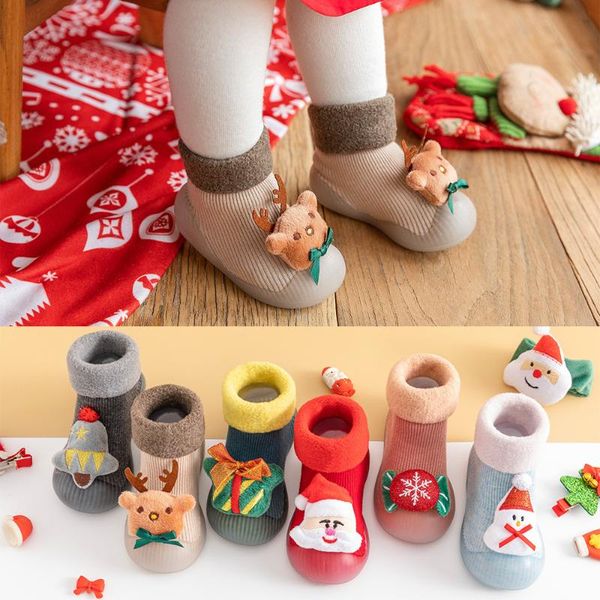

first walkers cojok children's floor socks baby walking autumn and winter christmas thickened indoor non slip soft sole shoes