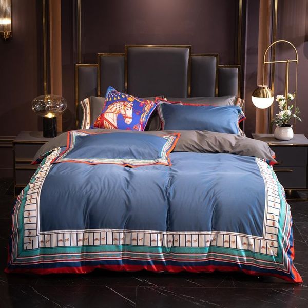 

bedding sets 2021 60 count washed long staple cotton bed sheet set quilt / duvet cover luxury king size 4-piece set.