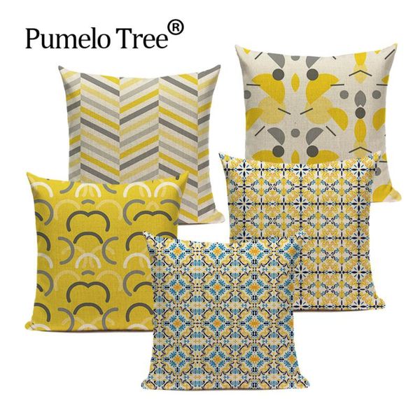 

cushion/decorative pillow yellow geometric cushion cover moroccan ring striped decorative case plaid nordic home decor sofa cushions covers