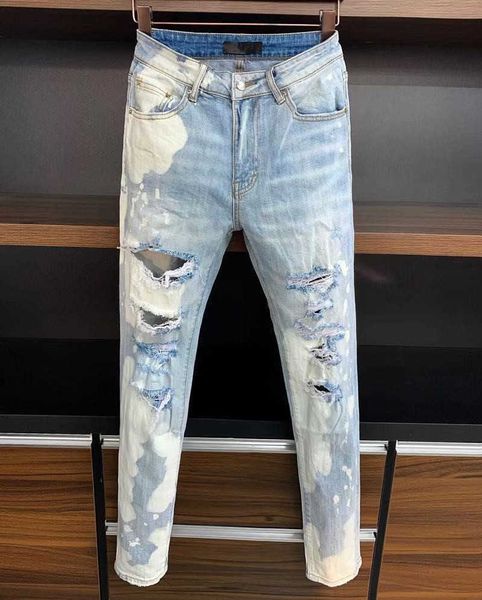 

men's jeans wz12361 male fashion luxury track famous european design party masculine clothing style mqni, Blue