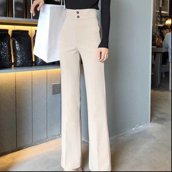 

autumn winter korean style women capris high waist streetwear wide leg casual solid trousers woman flare pants, Black;white