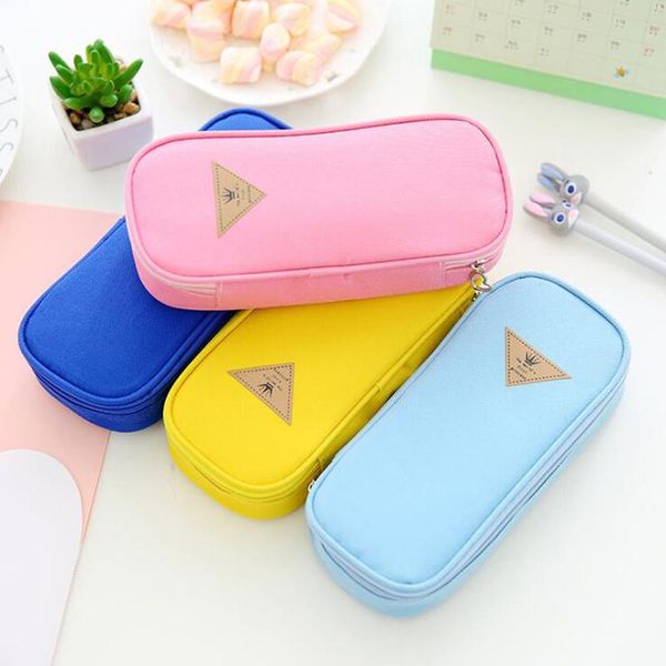 

wallets women zipper long money wallet organizer pencil bag case stationery box supplies creative canvas 1pc solid color student, Red;black