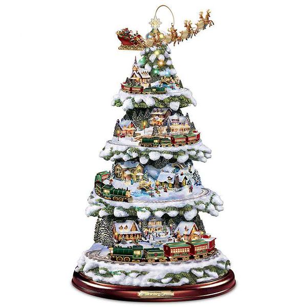 

new christmas tree rotating sculpture train decorations paste window stickers