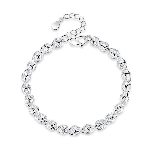 

link, chain arrivals fashion hollowing out ball 925 sterling silver ladies`bracelets jewelry female birthday gift no fade drop, Black