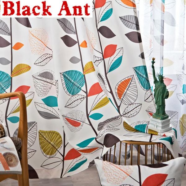 

curtain & drapes semi-blackout for living room colorful leaf sheer bedroom bay balcony kitchen window blinds drape x-zh256