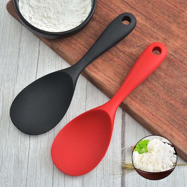 

spoons long handle rice spoon grade silicone heat resistant non-stick cooking tools kitchen accessories
