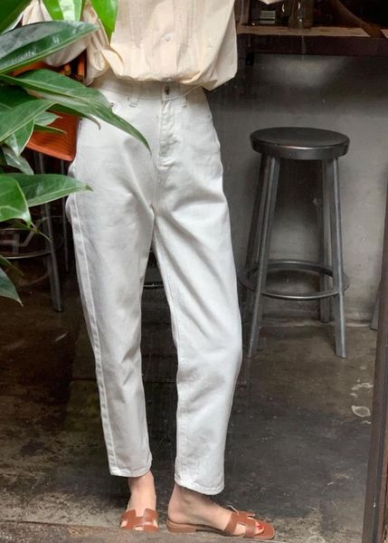 

839.high waist women jeans buttons female women's pants & capris, Black;white