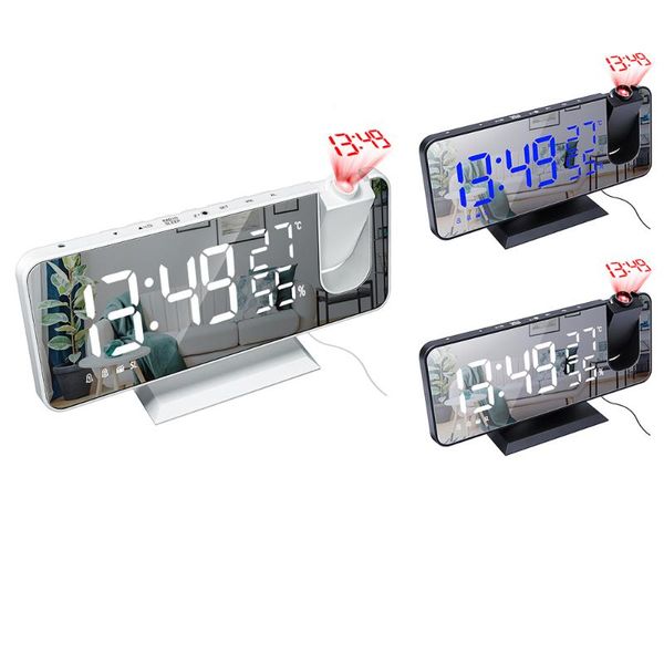 

desk & table clocks led projection alarm clock digital date snooze mirror function backlight calendar home decor usb charger
