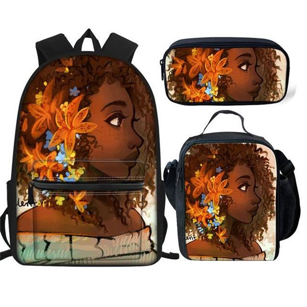 

schoolbag african goddess teenager girl backpack 3pcs set africa bookbag knapsack for women large school bags