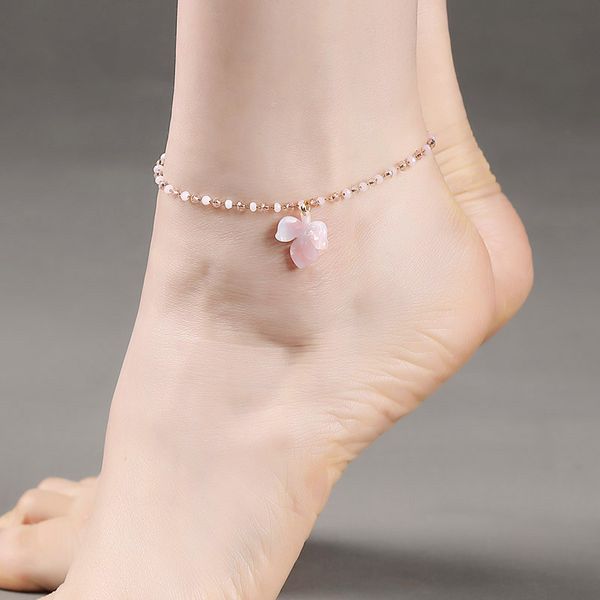 

selling adjustable lucky foot bracelet for women jewelry handmade cool simple pink leaf anklets woven adjustable rope, Red;blue