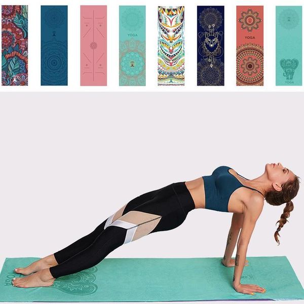 

digital portable printing double layer non-slip mat protection yoga exercise pad with position line fitness gymnastics pilates mats