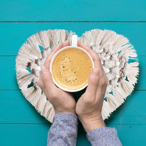 

table runner handmade cotton macrame heat-resistant thick cup pad water-absorbing dining mat for home kitchen office tables